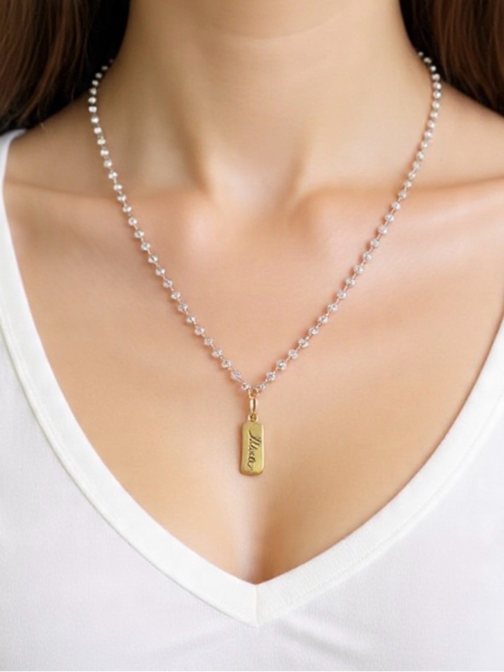 Zodiac "Libra" Pendant Beaded Chain Necklace